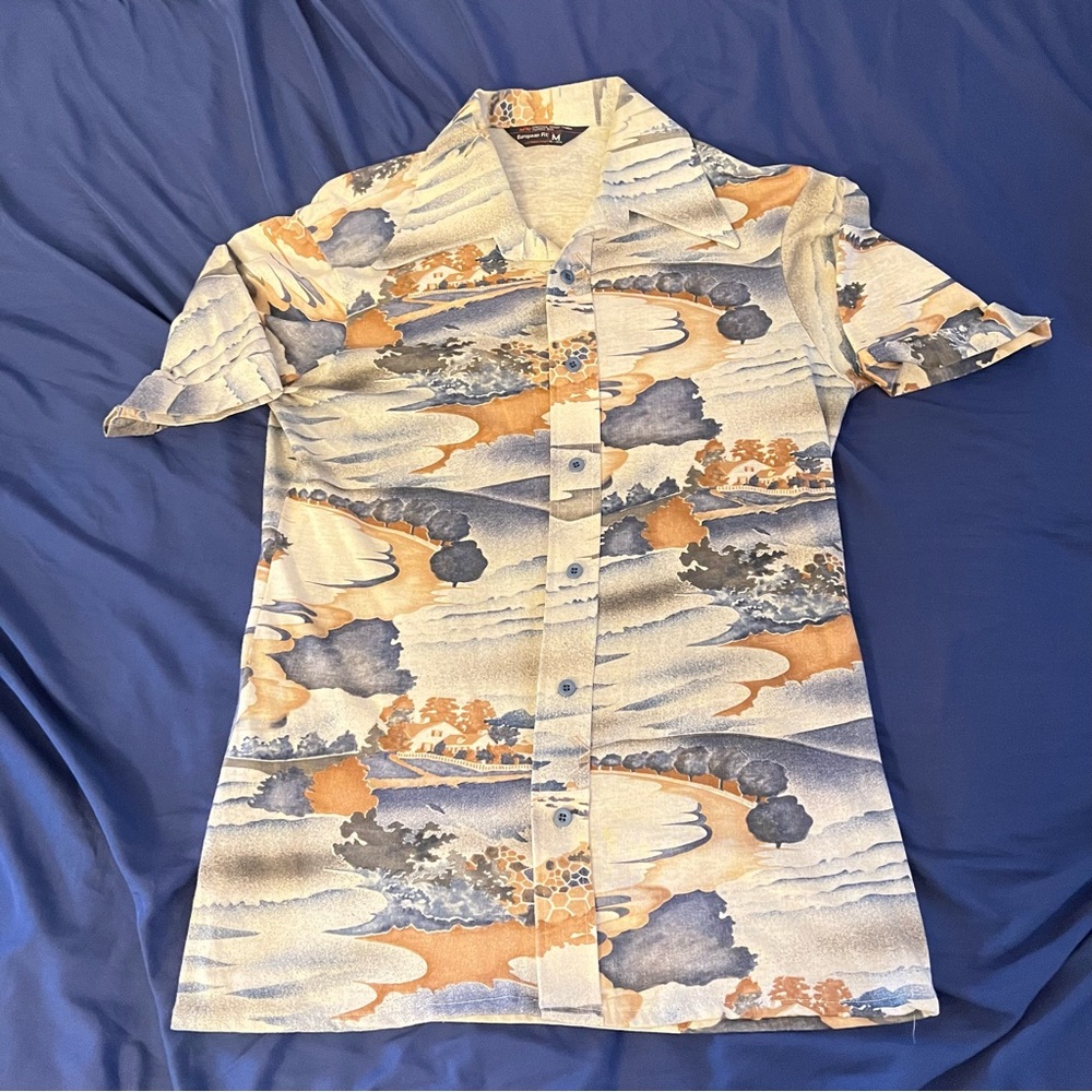 Vintage 1970’s Camp Collar All Over Print Shirt